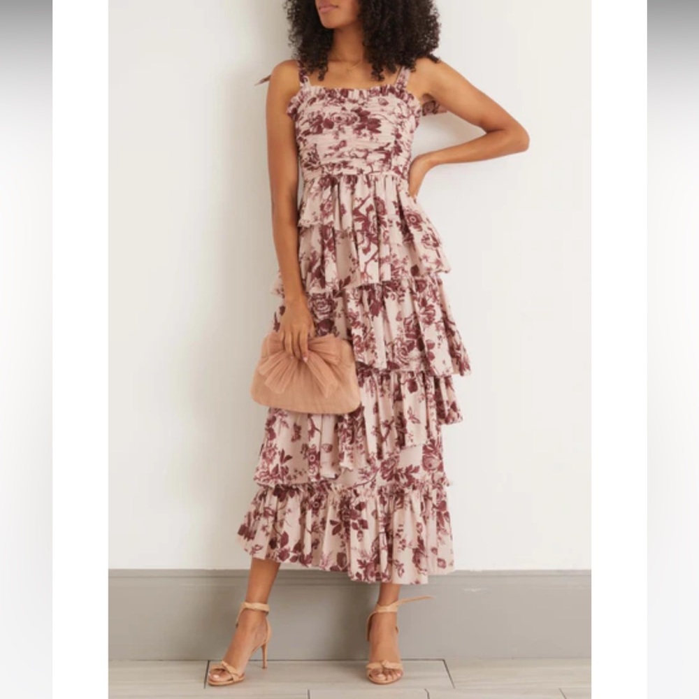 ALEMAIS Heather Organic Cotton Tiered Midi Dress
